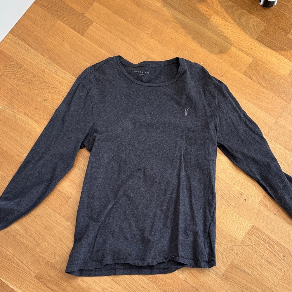 All Saints Men’s Charcoal Gray Crew Neck Shirt